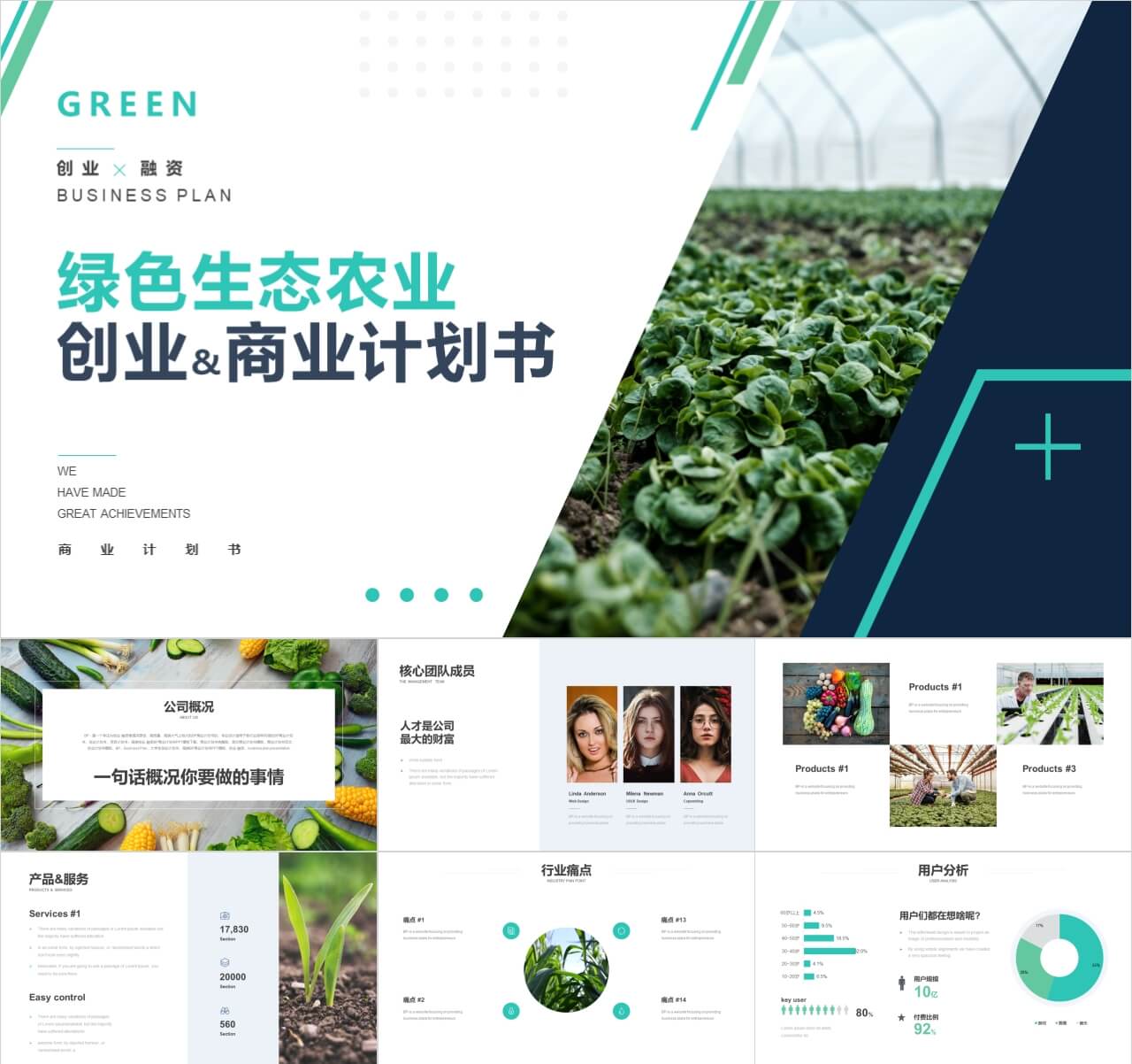 数字化农业生态农业技术创业商业计划书PPT模板