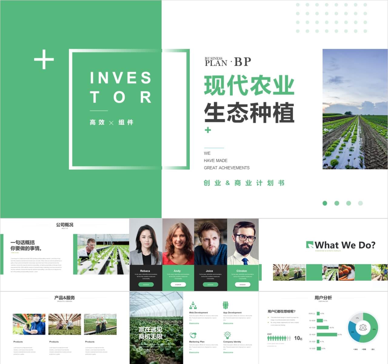 生态农业技术新型农业绿色农业创业商业计划书PPT模板